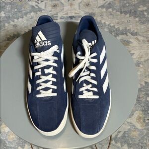 Adidas Men's Dark Blue and White Sneakers